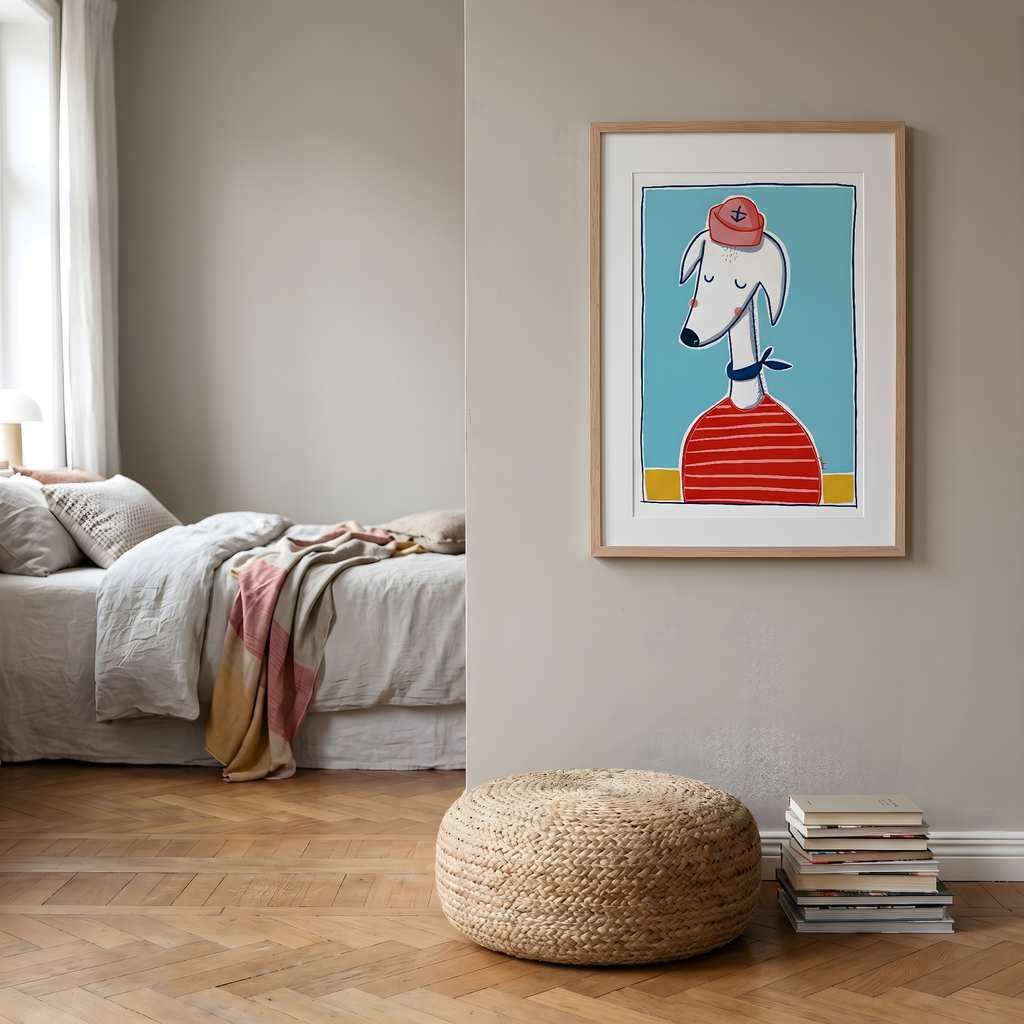 Lámina Marinero en habitación de estilo escandinavo