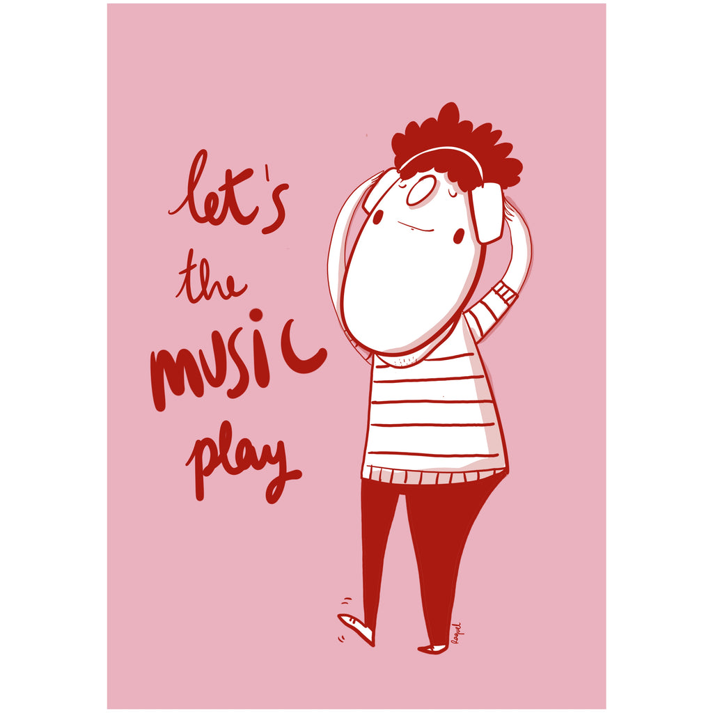 Lámina Let's the music play - Ilustración música A6 - Colection Home decoración