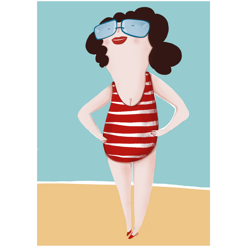 Lámina On the Beach, ilustración artística de playa