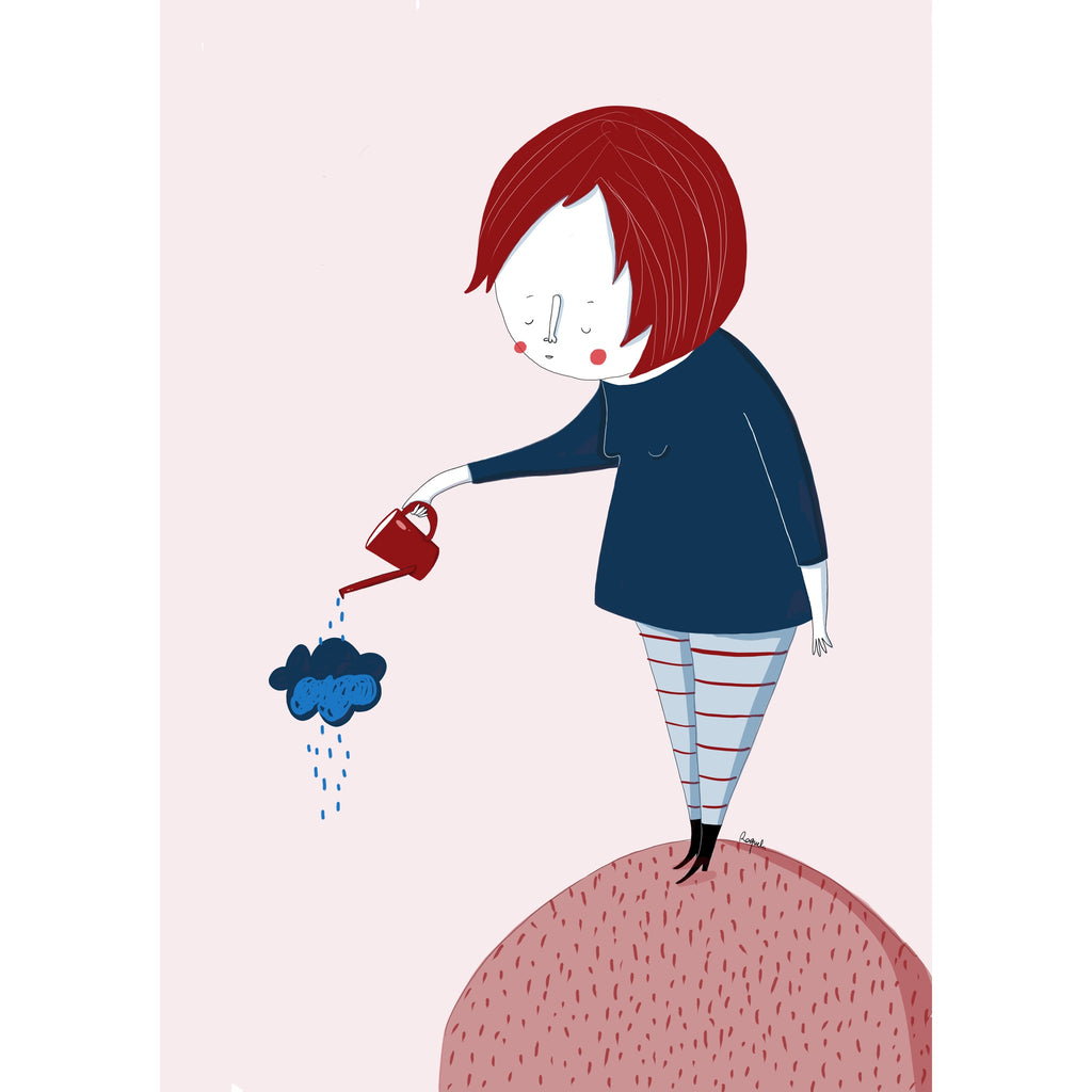 Lámina Regar 2, ilustración artística de plantas