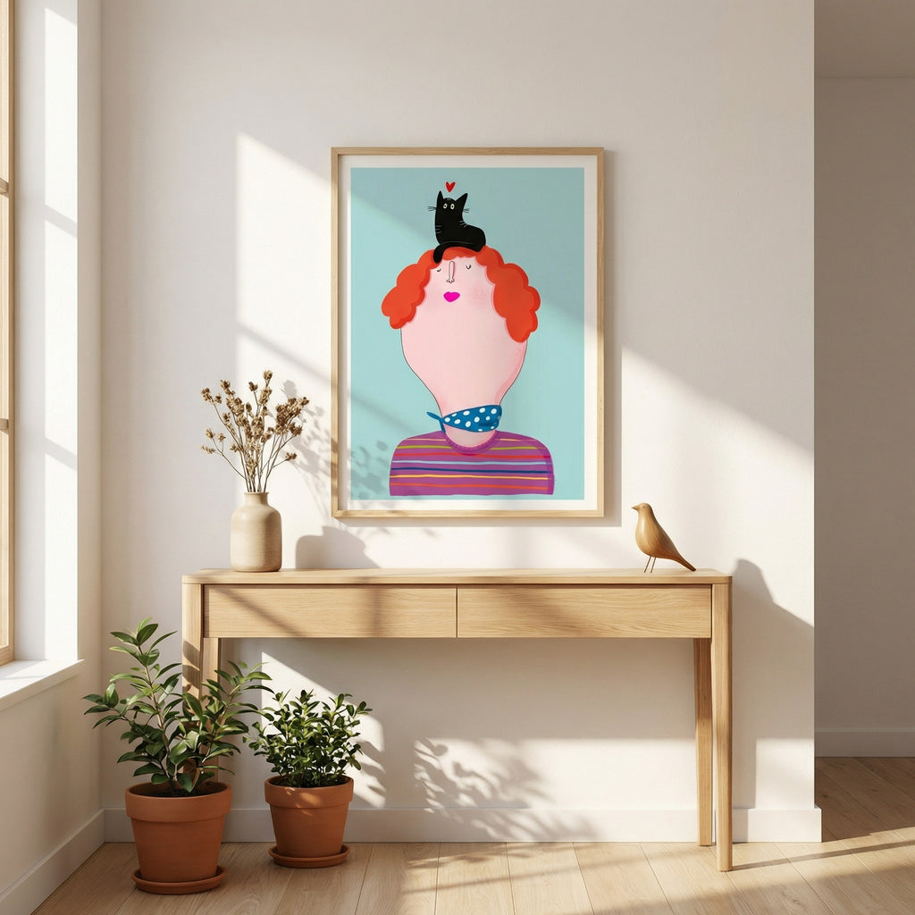 Lámina Cat Woman en marco - Decoración pared gatos Be Animal Collection