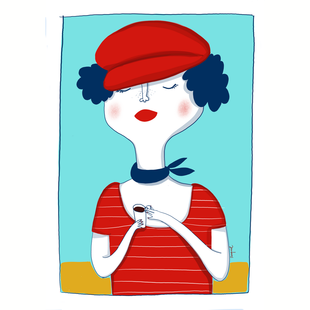 Lámina Summer Coffee, ilustración artística de café de verano