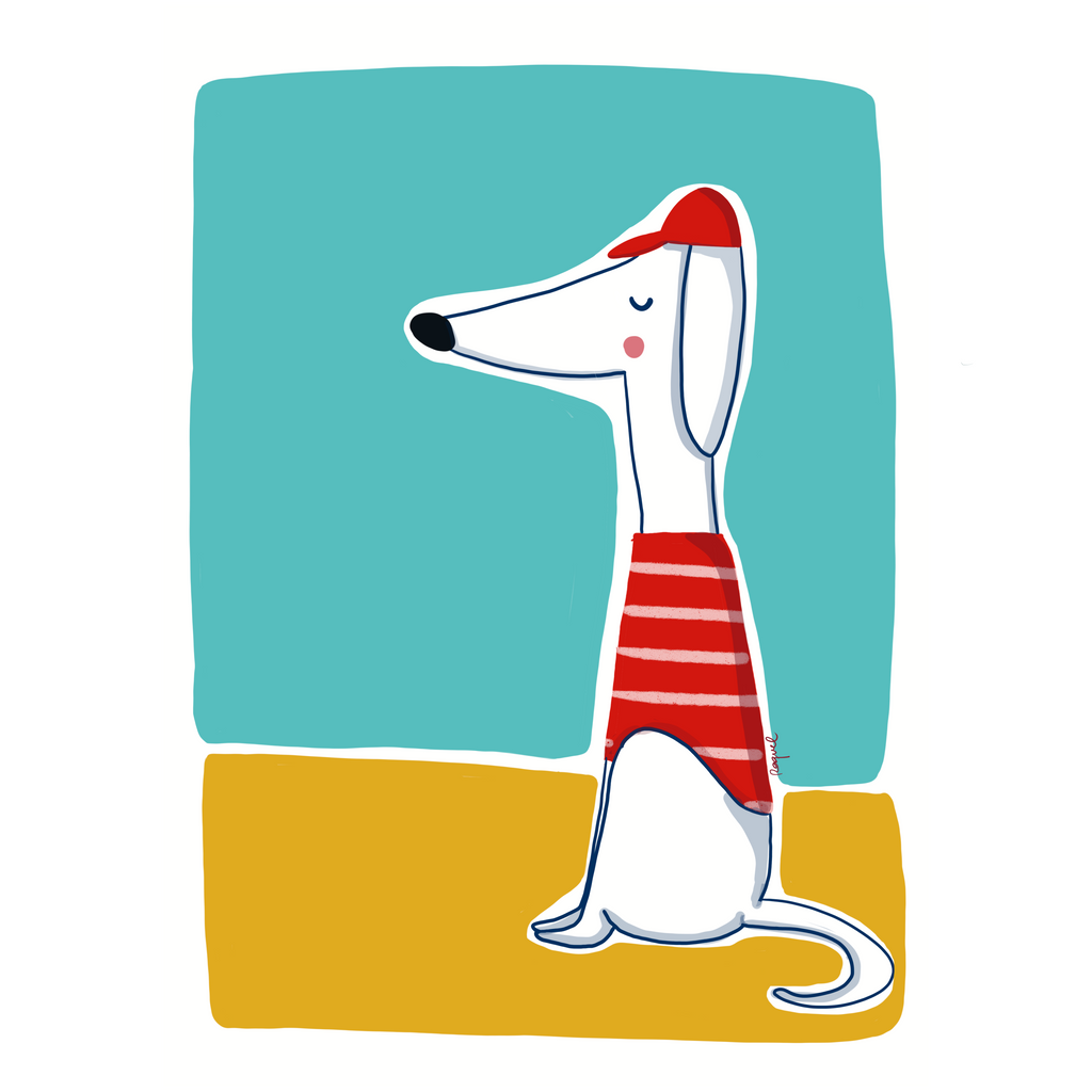 Lámina Summer Dog, ilustración artística de perro veraniego