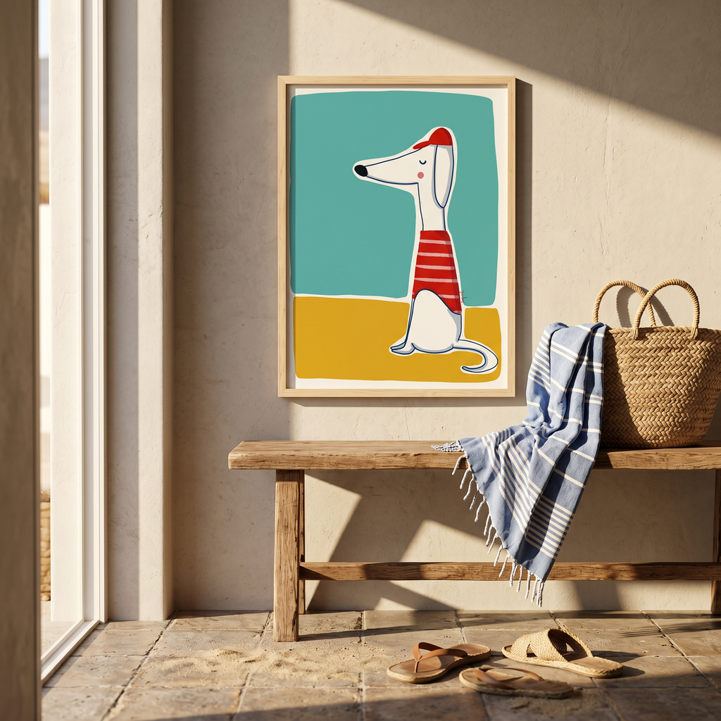 Lámina Summer Dog en decoración loft moderna
